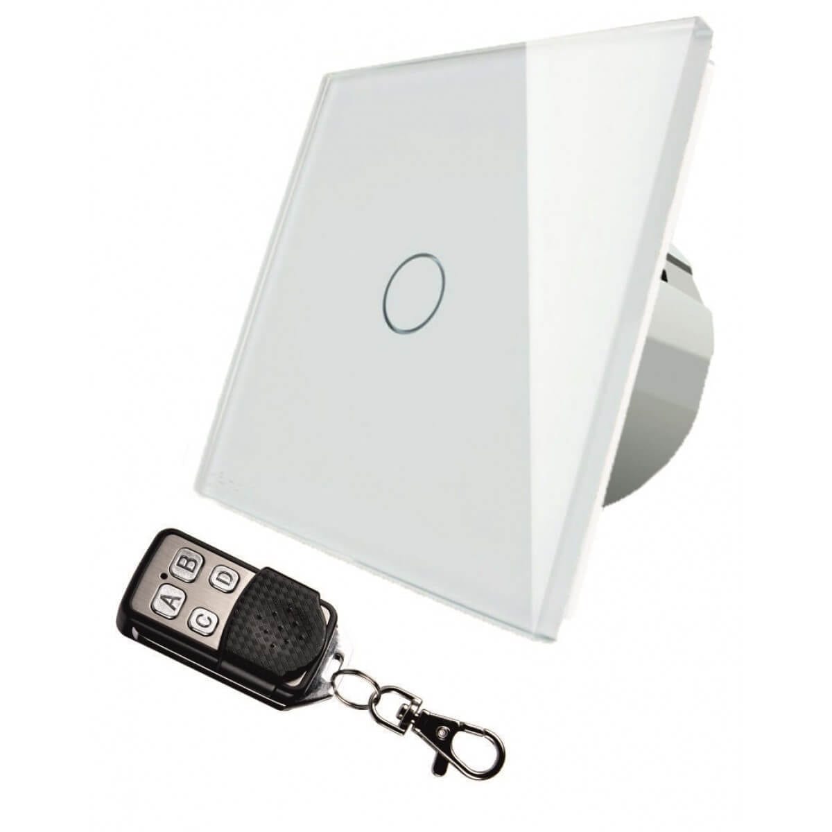 images Intrerupator touch simplu + telecomanda RF sticla securizata alb - imagine 1