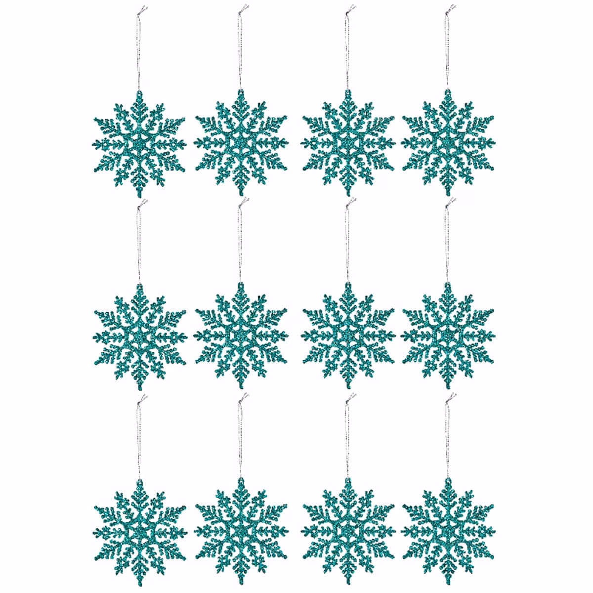 images Set 12 Decoratiuni Fulg de Nea Verde 10 cm - imagine 1