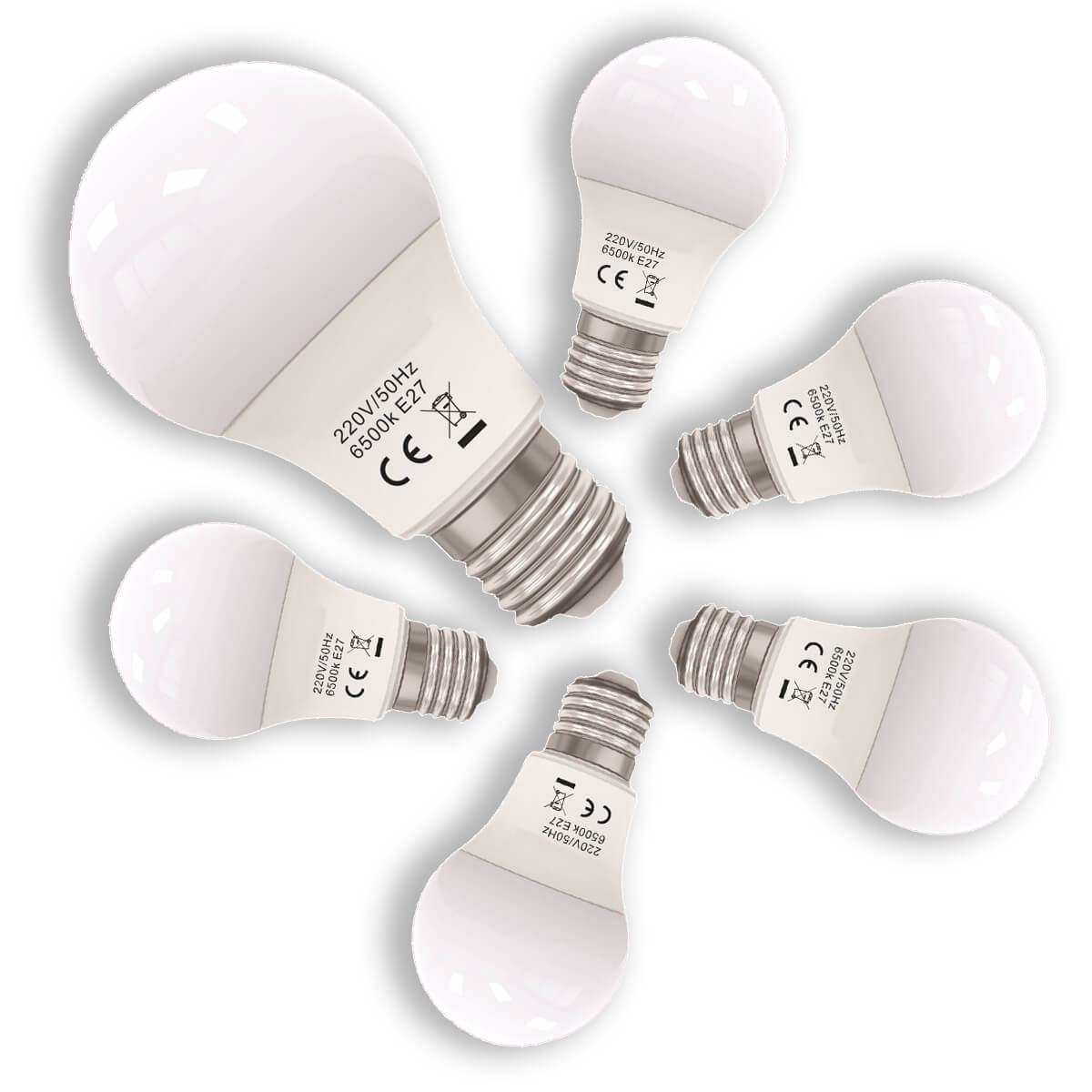 images 5 Becuri Led E27 A55 9W=75W 220V 6400K 720Lm