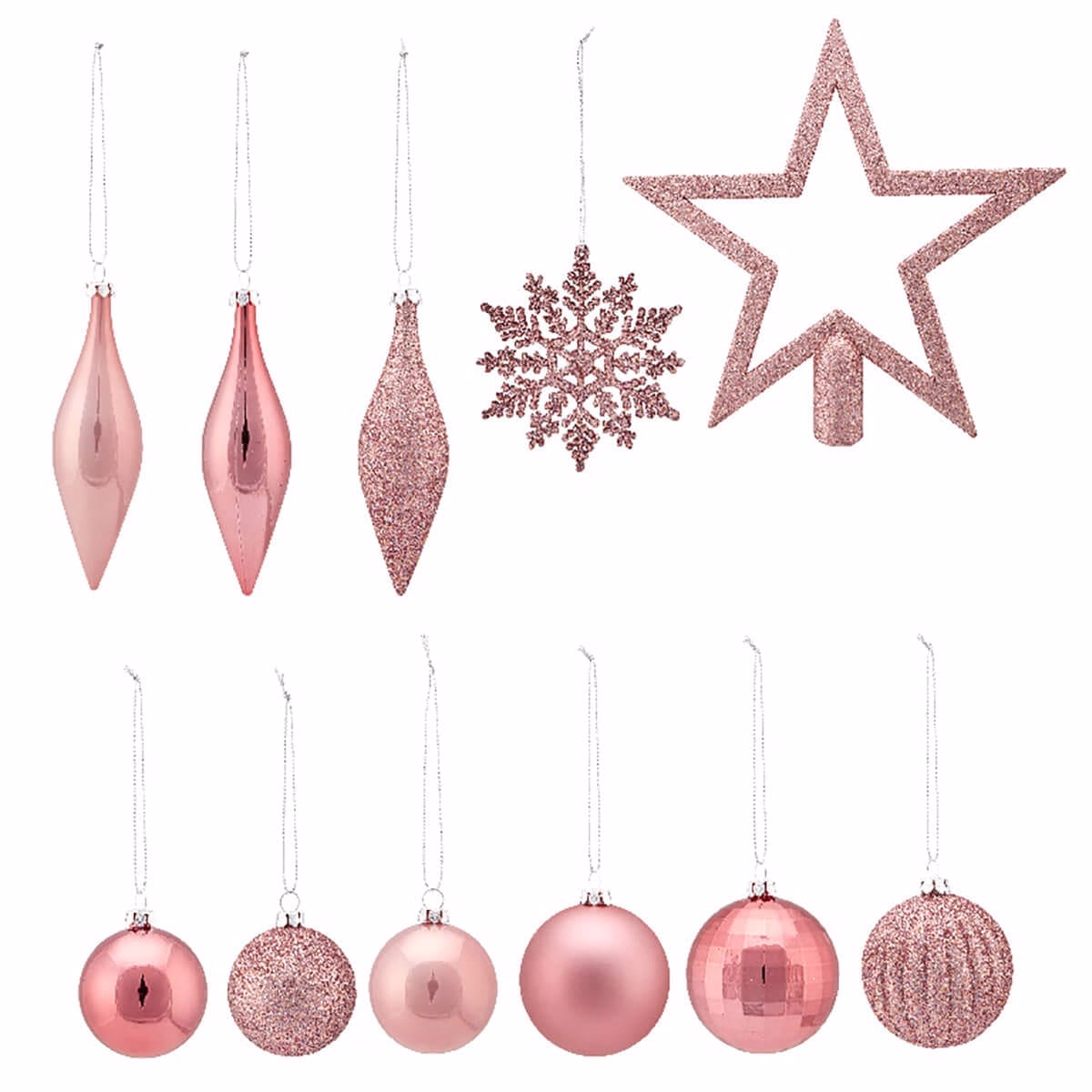 images Set Varf de Brad si Globuri Roz - 50 Decoratiuni