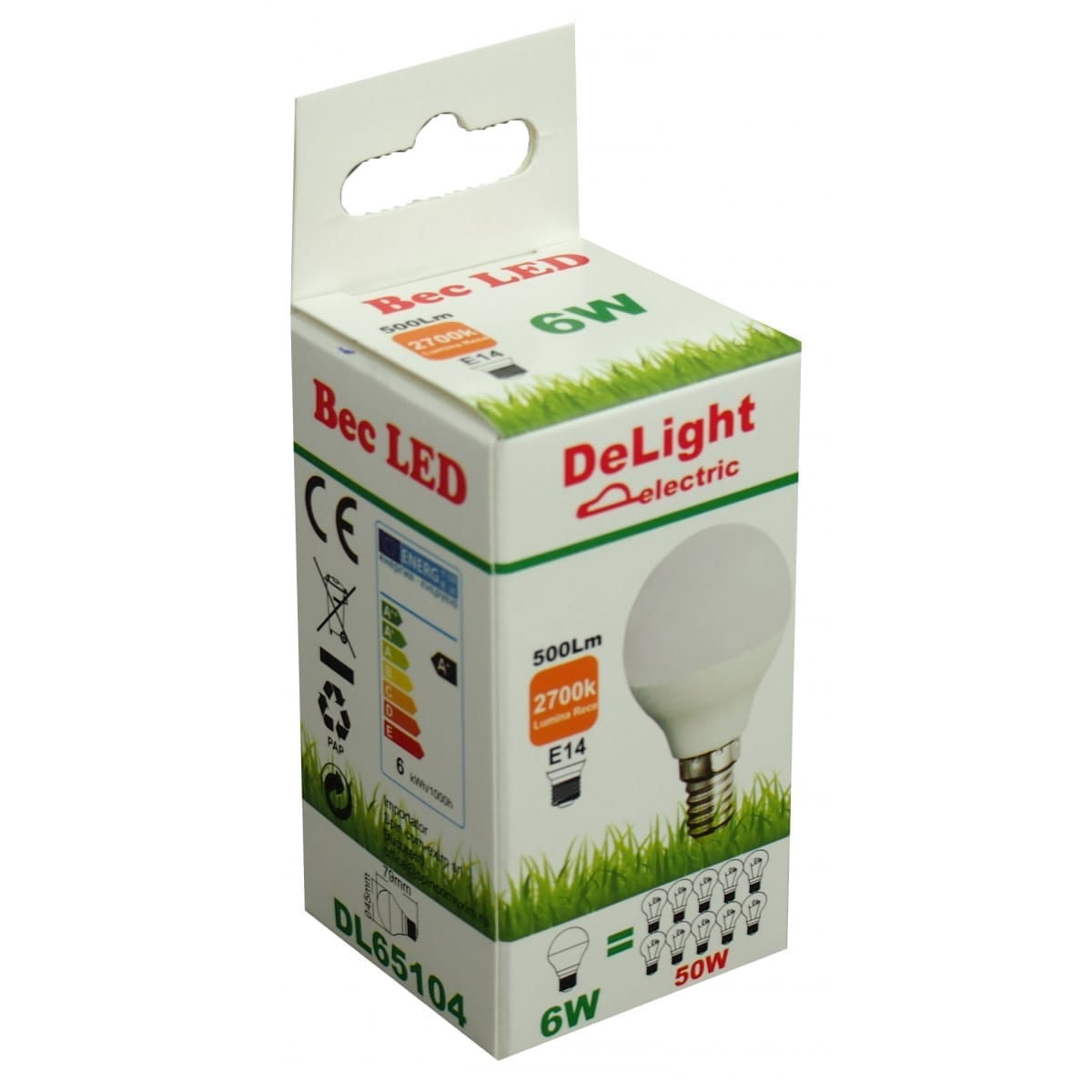 images Bec Led Sferic E14 6W 220V 6500K G45 Lumina Rece