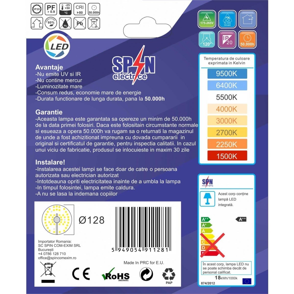 Modul Led Pentru Aplica Fi128 18W 3000K Diametrul 180mm Lumina Calda