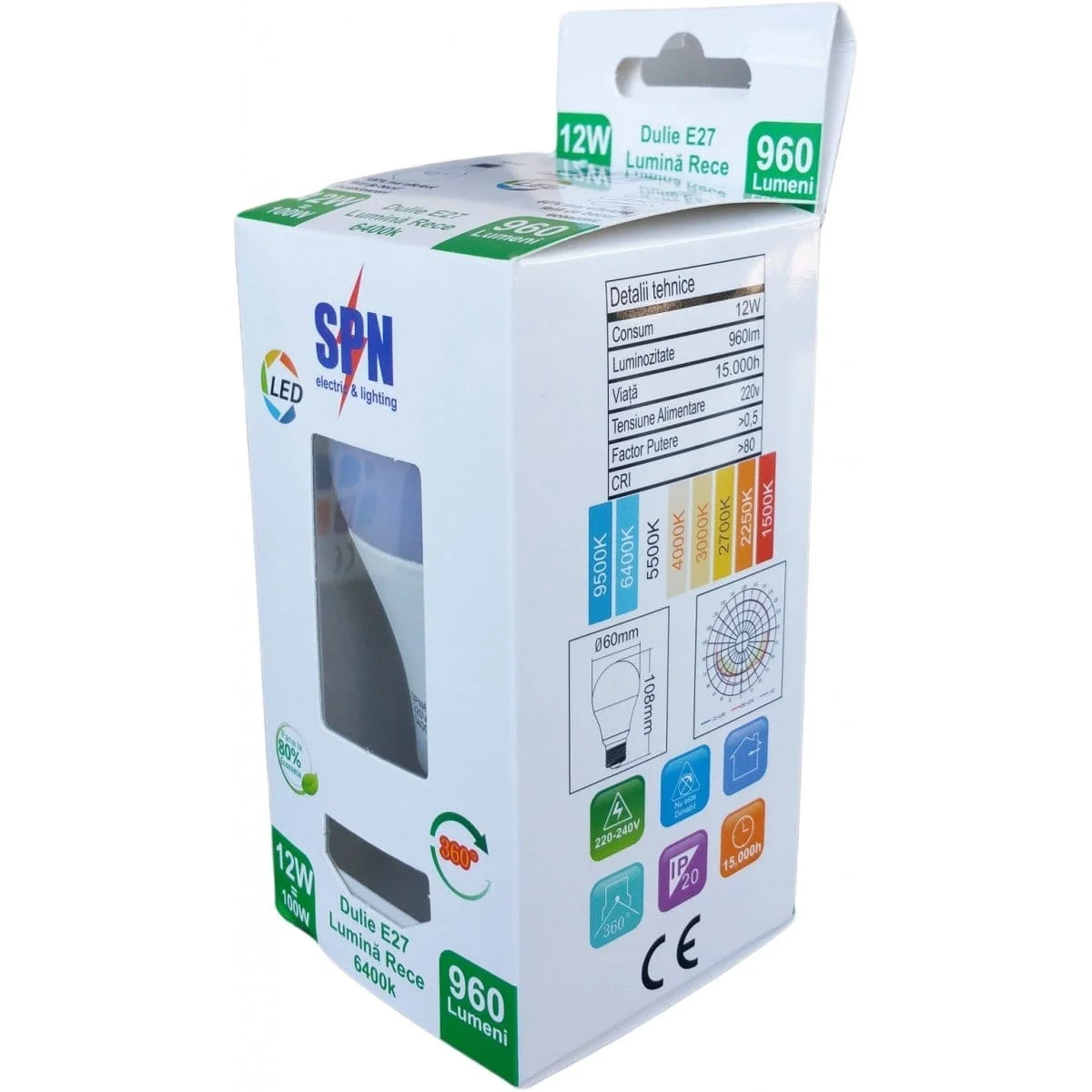 images Bec Led E27 15W 220V 6400K 1500Lm A60