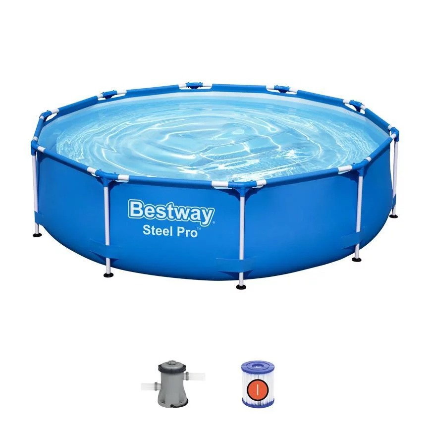 bestw1 Piscina rotunda Bestway, cadru metalic, 305 x 76 cm, Pompa filtrare inclusa