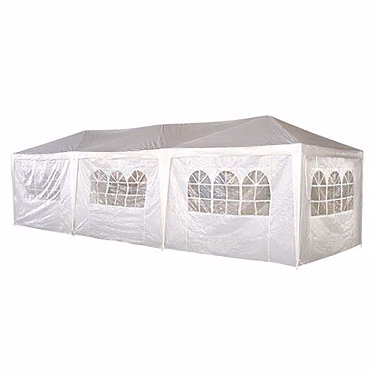 Cort Pavilion 9x3m pentru Gradina, Curte sau Evenimente cu 8 Pereti Laterali, Culoare Alb Cort Pavilion 9x3m pentru Gradina, Curte sau Evenimente cu 8 Pereti Laterali, Culoare Alb
