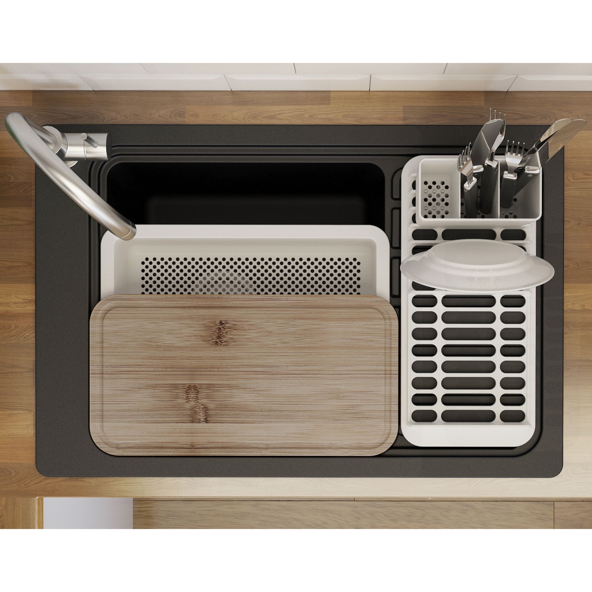 Chiuveta din cuart compozit GoodHome Romesco, 77.3 x 51.6 x 23.4 cm, 1 cuva Chiuveta din cuart compozit GoodHome Romesco, 77.3 x 51.6 x 23.4 cm, 1 cuva