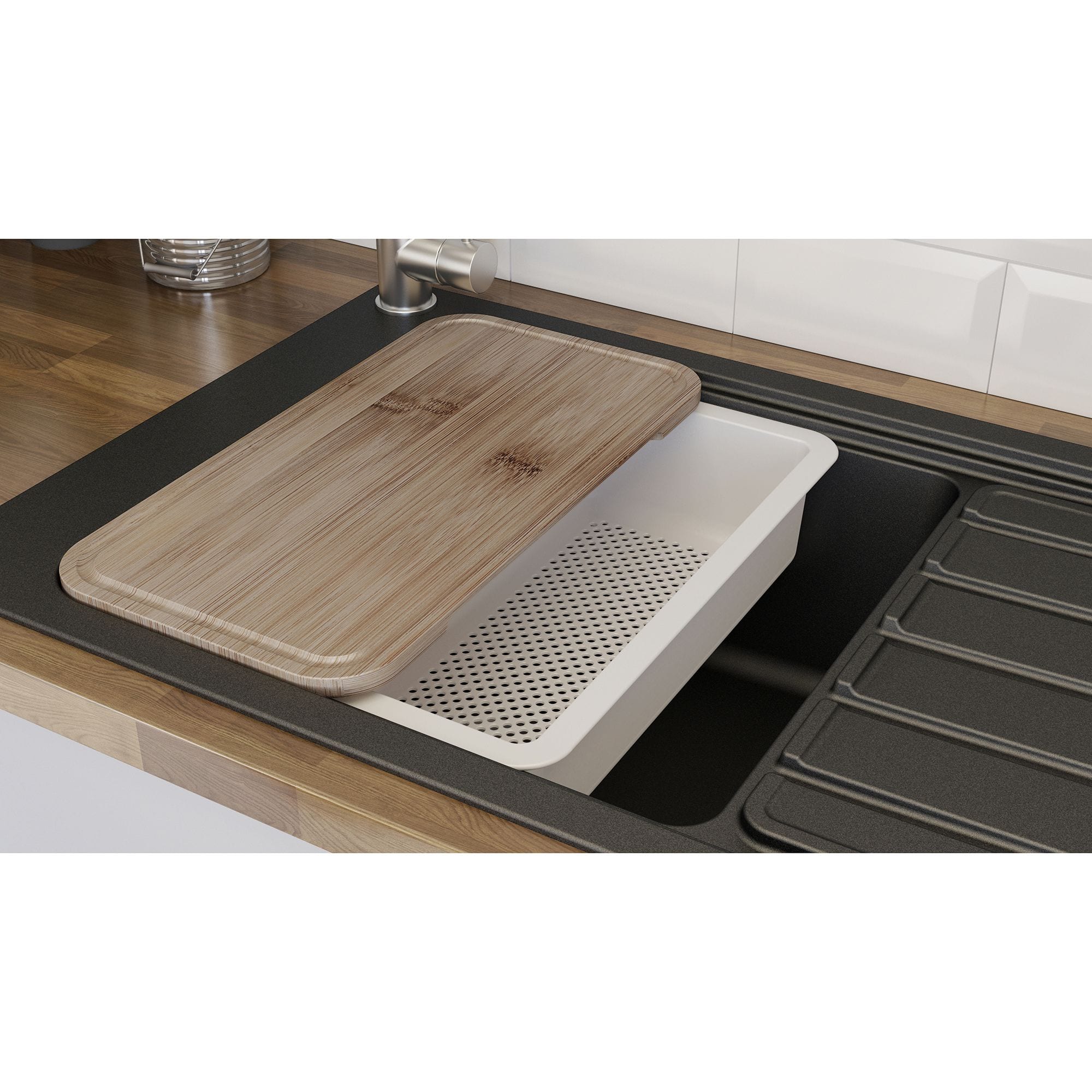 Chiuveta din cuart compozit GoodHome Romesco, 77.3 x 51.6 x 23.4 cm, 1 cuva Chiuveta din cuart compozit GoodHome Romesco, 77.3 x 51.6 x 23.4 cm, 1 cuva
