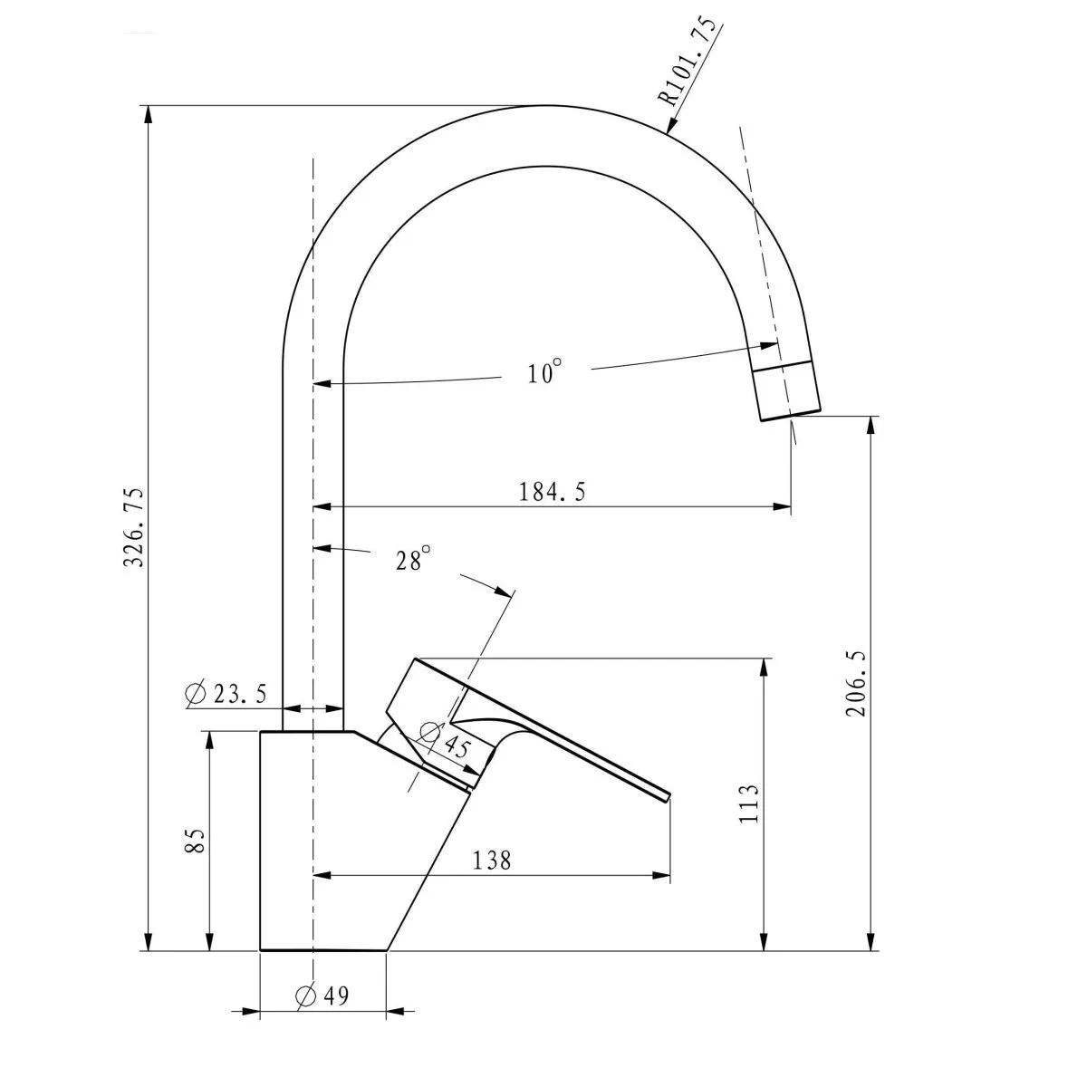 Baterie de bucatarie Cooke&Lewis, Aruvi, monocomanda