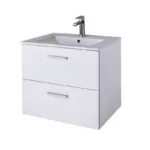 Baza mobilier suspendat cu Lavoar ceramic si oglinda cu iluminare GoodHome Slapton 60 cm, alb