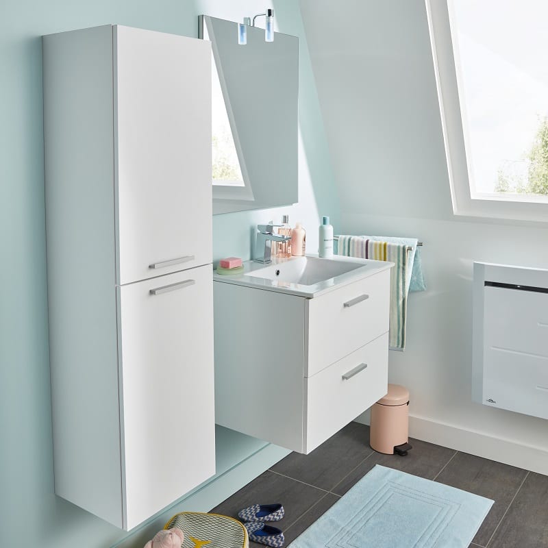 Baza mobilier suspendat cu Lavoar ceramic si oglinda cu iluminare GoodHome Slapton 60 cm, alb Baza mobilier suspendat cu Lavoar ceramic si oglinda cu iluminare GoodHome Slapton 60 cm, alb