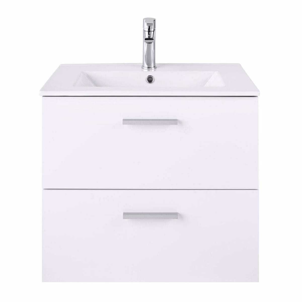 Baza mobilier suspendat cu Lavoar ceramic si oglinda cu iluminare GoodHome Slapton 60 cm, alb