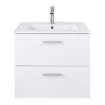 Baza mobilier suspendat cu Lavoar ceramic si oglinda cu iluminare GoodHome Slapton 60 cm, alb