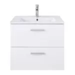 Baza mobilier suspendat cu Lavoar ceramic si oglinda cu iluminare GoodHome Slapton 60 cm, alb