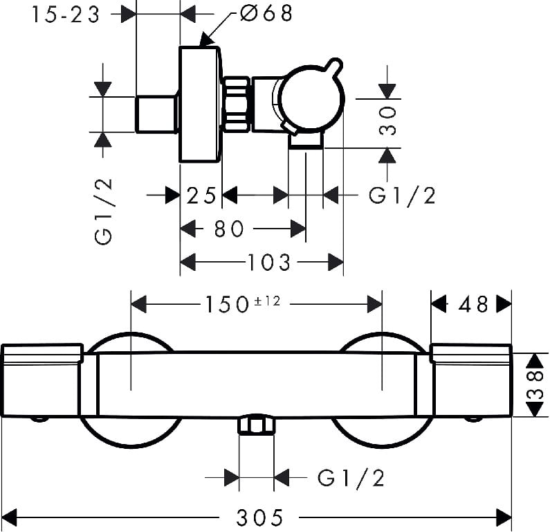 Baterie cu termostat pentru dus Hansgrohe Versostat Baterie cu termostat pentru dus Hansgrohe Versostat