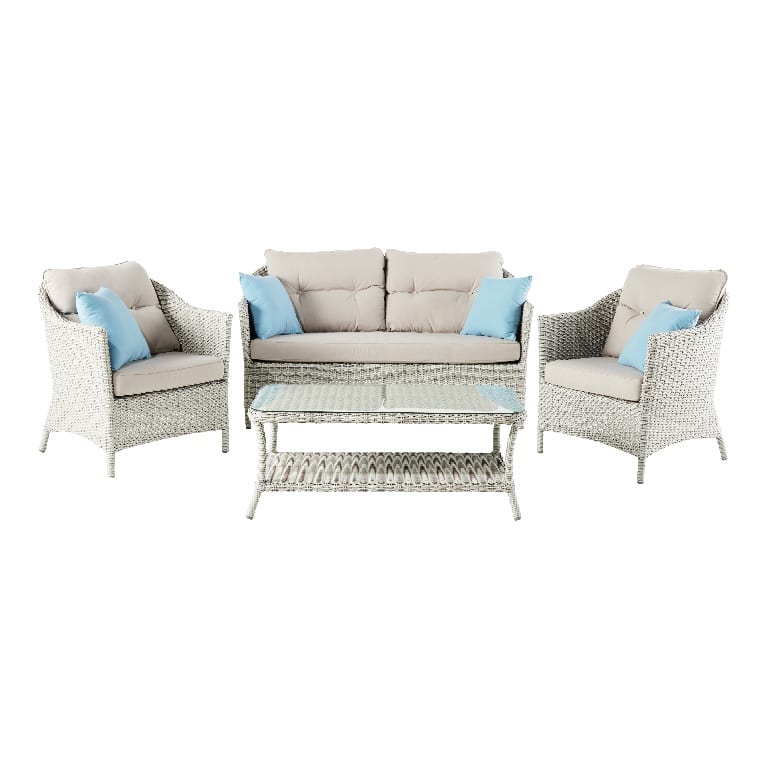 Set mobilier de gradina GoodHome Floral, banca cu masa si 2 scaune Set mobilier de gradina GoodHome Floral, banca cu masa si 2 scaune