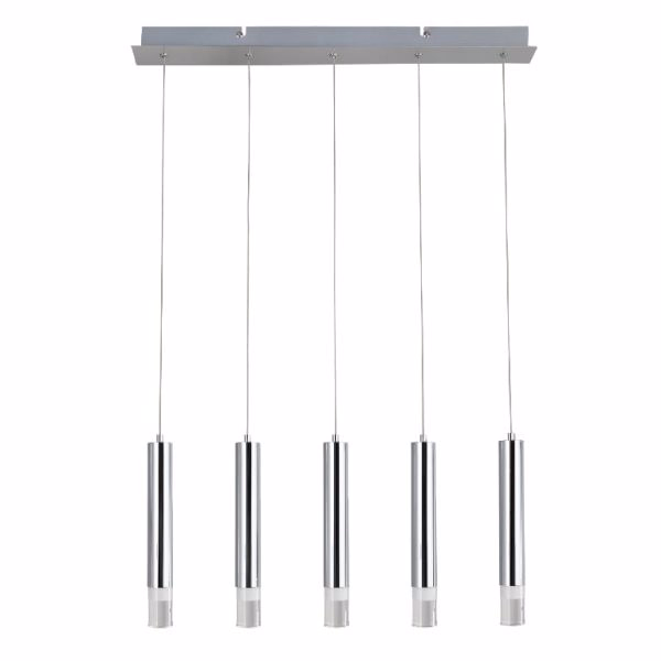 Lustra Pendul cilindric GoodHome Rossak, argintiu, lumina neutra 4000 K, IP20