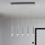 Lustra Pendul cilindric GoodHome Rossak, argintiu, lumina neutra 4000 K, IP20