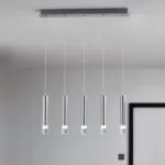 Lustra Pendul cilindric GoodHome Rossak, argintiu, lumina neutra 4000 K, IP20