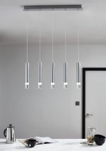 Lustra Pendul cilindric GoodHome Rossak, argintiu, lumina neutra 4000 K, IP20