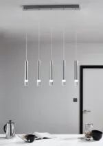 Lustra Pendul cilindric GoodHome Rossak, argintiu, lumina neutra 4000 K, IP20