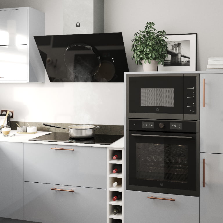 Hota unghiulara GoodHome Bamia, control prin gesturi, culoare negru, 151 W, A++, 900 x 1130 x 380 mm Hota unghiulara GoodHome Bamia, control prin gesturi, culoare negru, 151 W, A++, 900 x 1130 x 380 mm