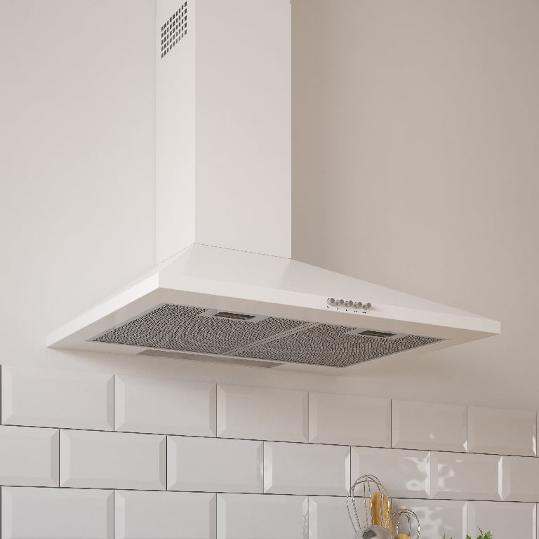 Hota din otel inoxidabil, 60 cm, culoare alb, clasa energetica C Hota din otel inoxidabil, 60 cm, culoare alb, clasa energetica C