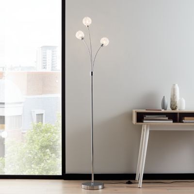 Lampadar argintiu din metal cu efect cromat lucios, 3 x G9, IP20, 40W Lampadar argintiu din metal cu efect cromat lucios, 3 x G9, IP20, 40W