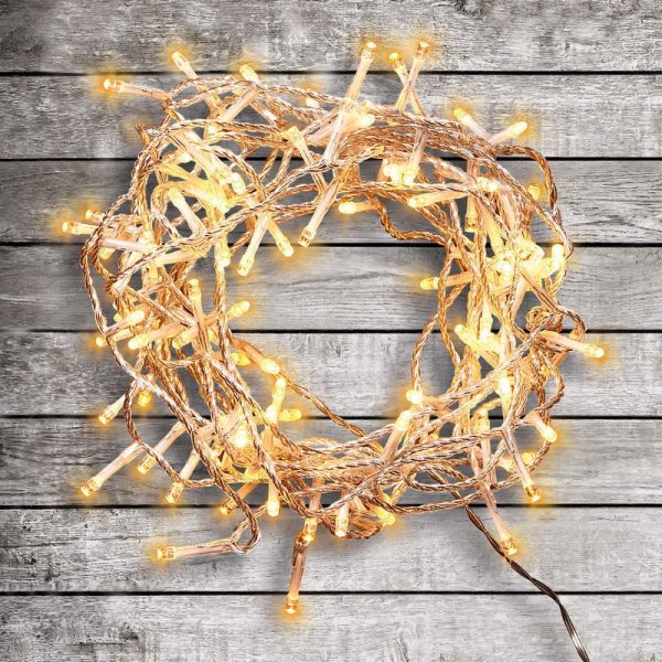 Instalatie 120 LED-uri, cablu transparent, lumina calda