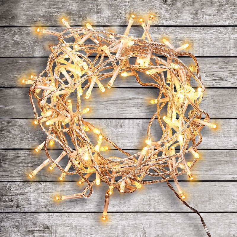 Instalatie 120 LED-uri, cablu transparent, lumina calda