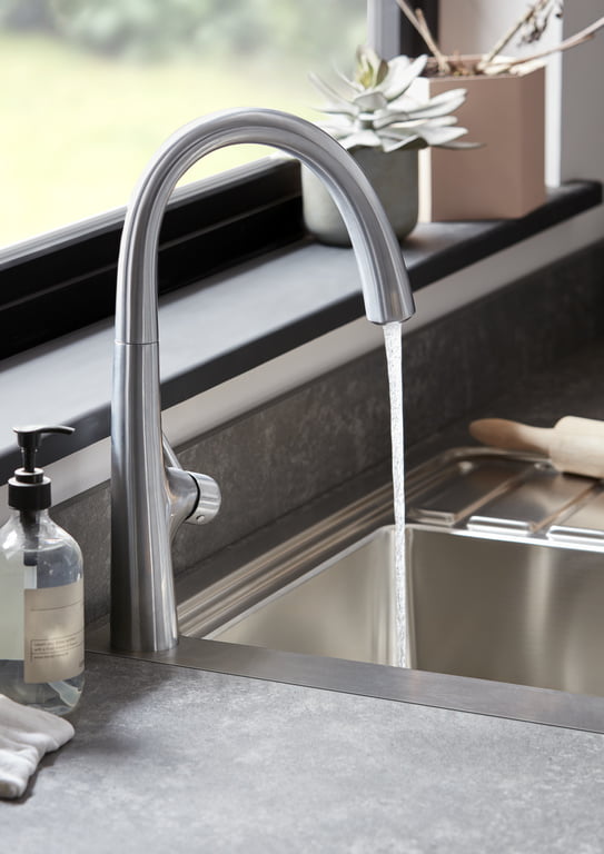 baterie-buc-edulis-inox-maner-lat-4837 Baterie de bucatarie GoodHome, cu maner lat, efect otel inoxidabil