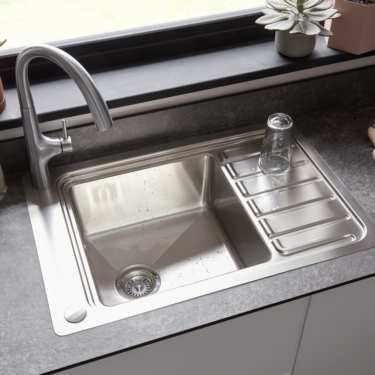 baterie-buc-edulis-inox-maner-lat-6180 Baterie de bucatarie GoodHome, cu maner lat, efect otel inoxidabil