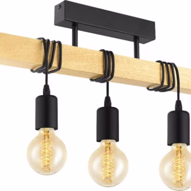 Lustra EGLO Townshend, 3xE27, negru, lemn, design modern