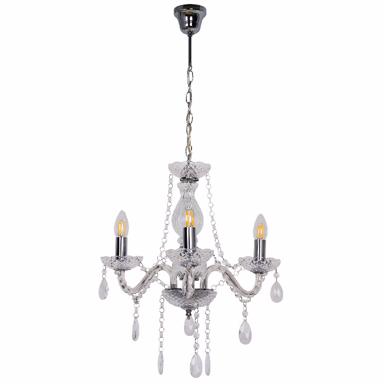 Candelabru lumanare GoodHome Gacruz, transparent, 3xE14, finisaj lucios