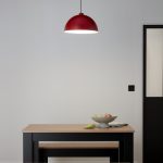 Pendul sfera GoodHome Songor, rosu, 1xE27, 60W, cablu reglabil, design modern