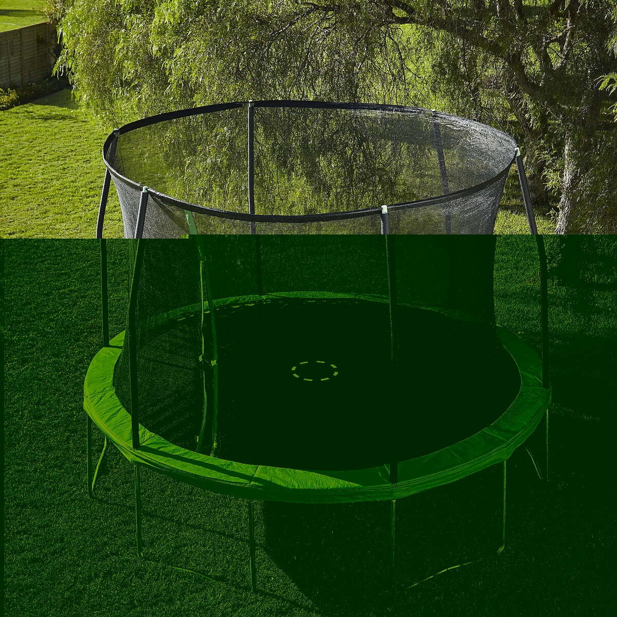 Trambulina de familie, 276 x 399 cm, plasa de protectie, greutate suportata 150 kg Trambulina de familie, 276 x 399 cm, plasa de protectie, greutate suportata 150 kg