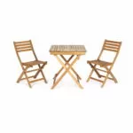 Set de 2 scaune si masa Virginia Wooden, pentru gradina, balcon sau terasa