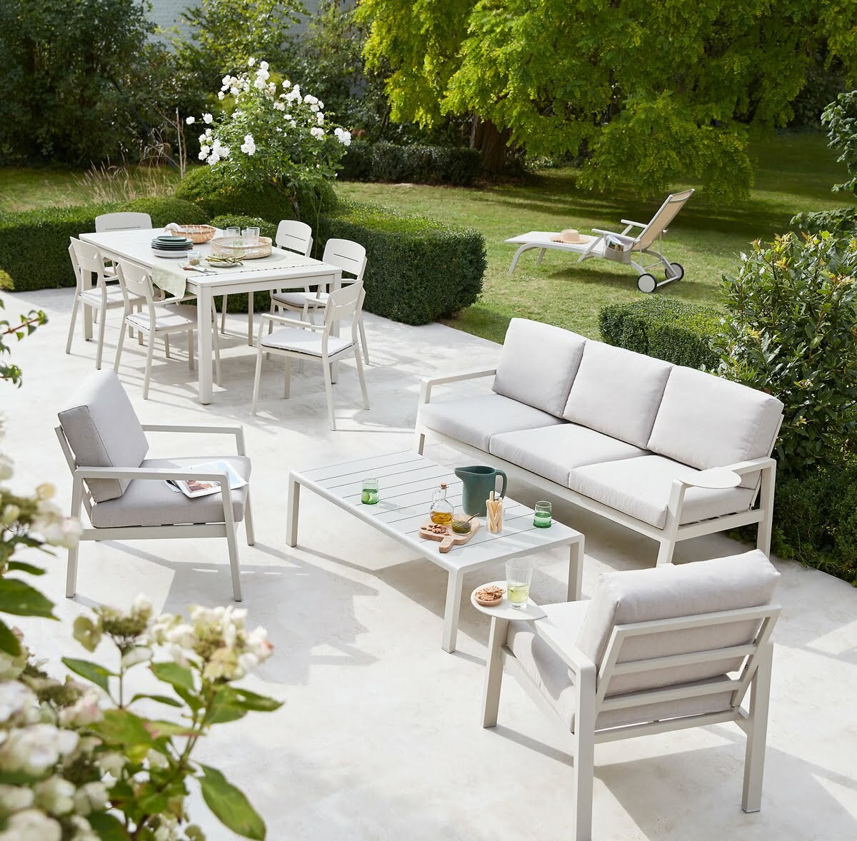 Set mobilier gradina modular Santorini, canapea cu masa cafea si 2 fotolii Set mobilier gradina modular Santorini, canapea cu masa cafea si 2 fotolii