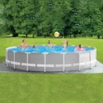 Piscina Intex Prism Ultra Frame, pompa de filtrare, scara si panou protectie inclus, 6.1m x 1.32m
