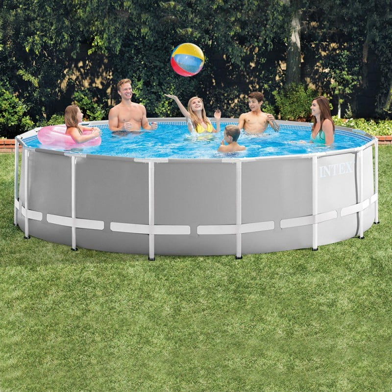 Piscina Intex Prism Ultra Frame, pompa de filtrare, scara si panou protectie inclus, 4.57m x 1.22m Piscina Intex Prism Ultra Frame, pompa de filtrare, scara si panou protectie inclus, 4.57m x 1.22m