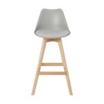 Scaun bar Urban Pitaya, cadru lemn, sezut cu spatar gri deschis, 50 x 43 x 100 cm