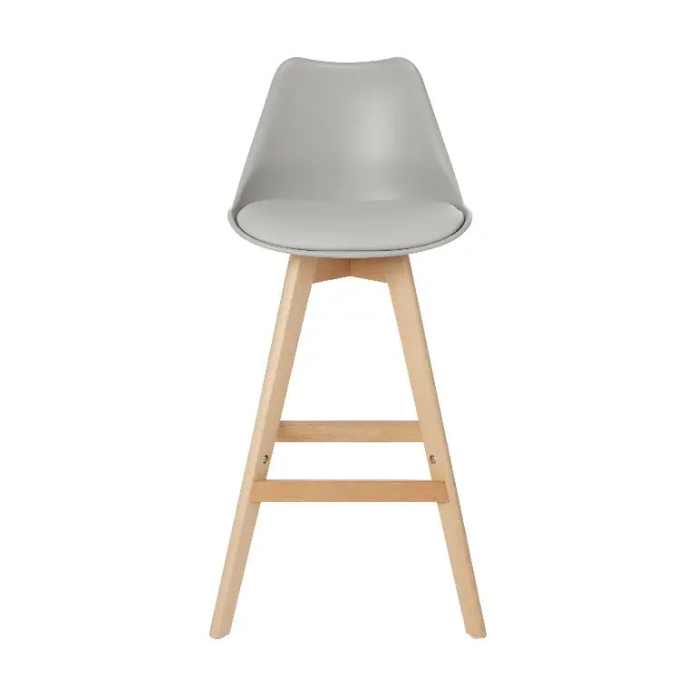 Scaun bar Urban Pitaya, cadru lemn, sezut cu spatar gri deschis, 50 x 43 x 100 cm Scaun bar Urban Pitaya, cadru lemn, sezut cu spatar gri deschis, 50 x 43 x 100 cm
