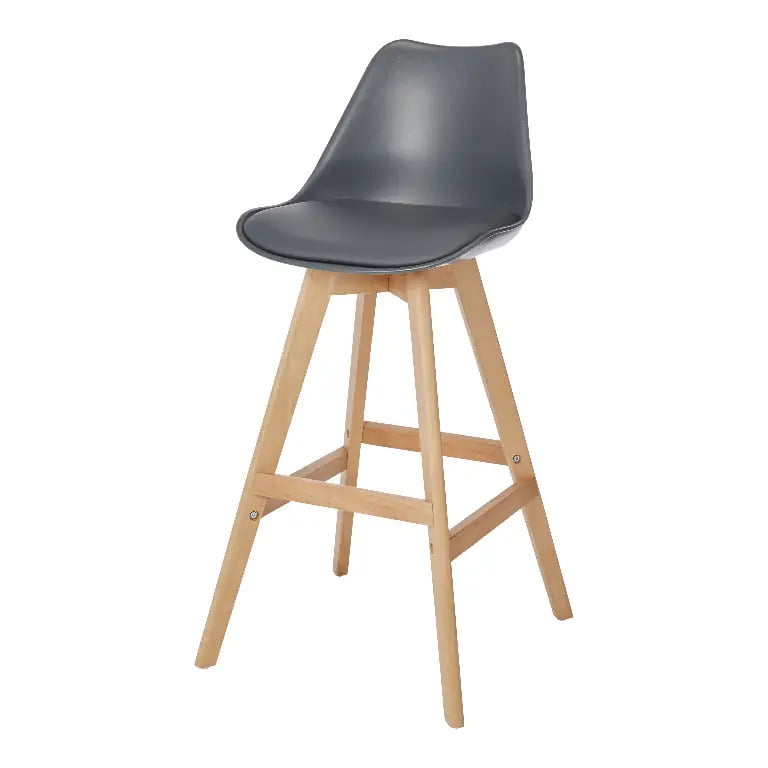 Scaun bar Urban Pitaya, cadru lemn, sezut cu spatar gri, 50 x 43 x 100 cm Scaun bar Urban Pitaya, cadru lemn, sezut cu spatar gri, 50 x 43 x 100 cm