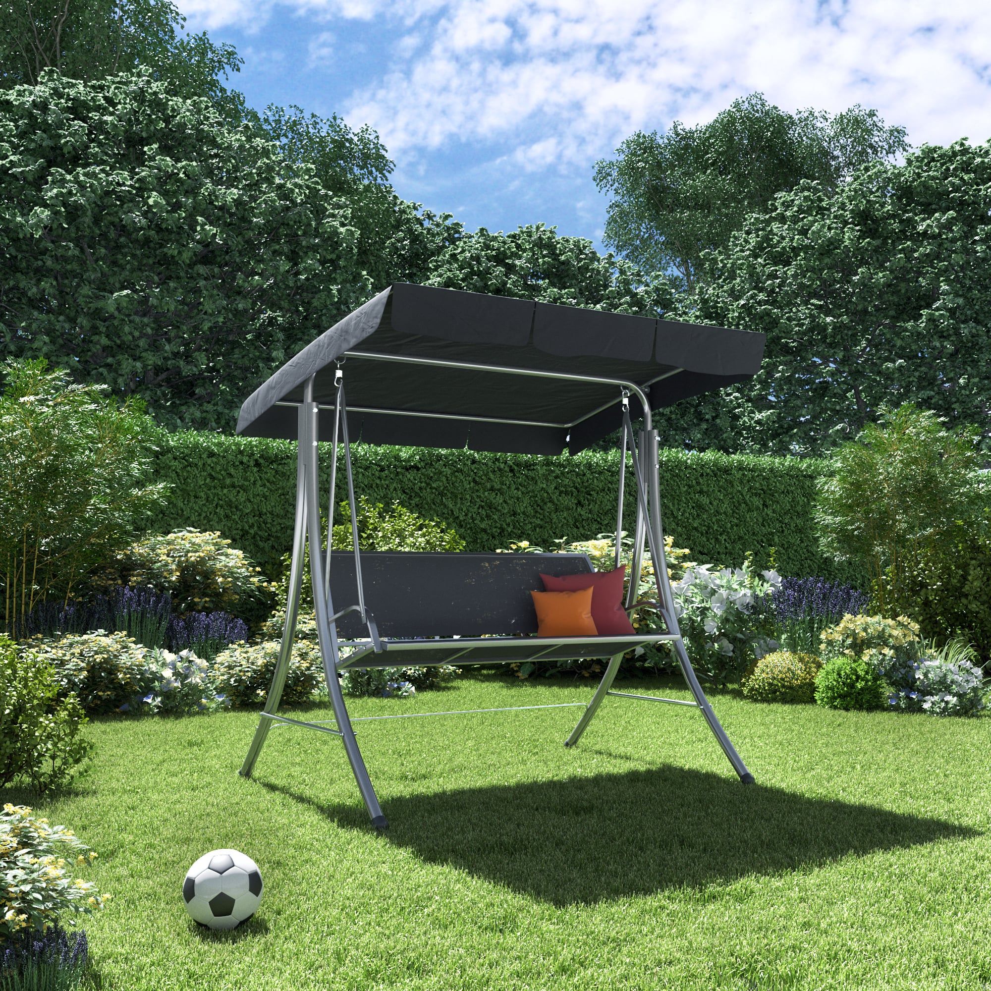 Balansoar de gradina Ada, 3 persoane, otel/textil, 202 x 118 x 157.5 cm, gri Balansoar de gradina Ada, 3 persoane, otel/textil, 202 x 118 x 157.5 cm, gri