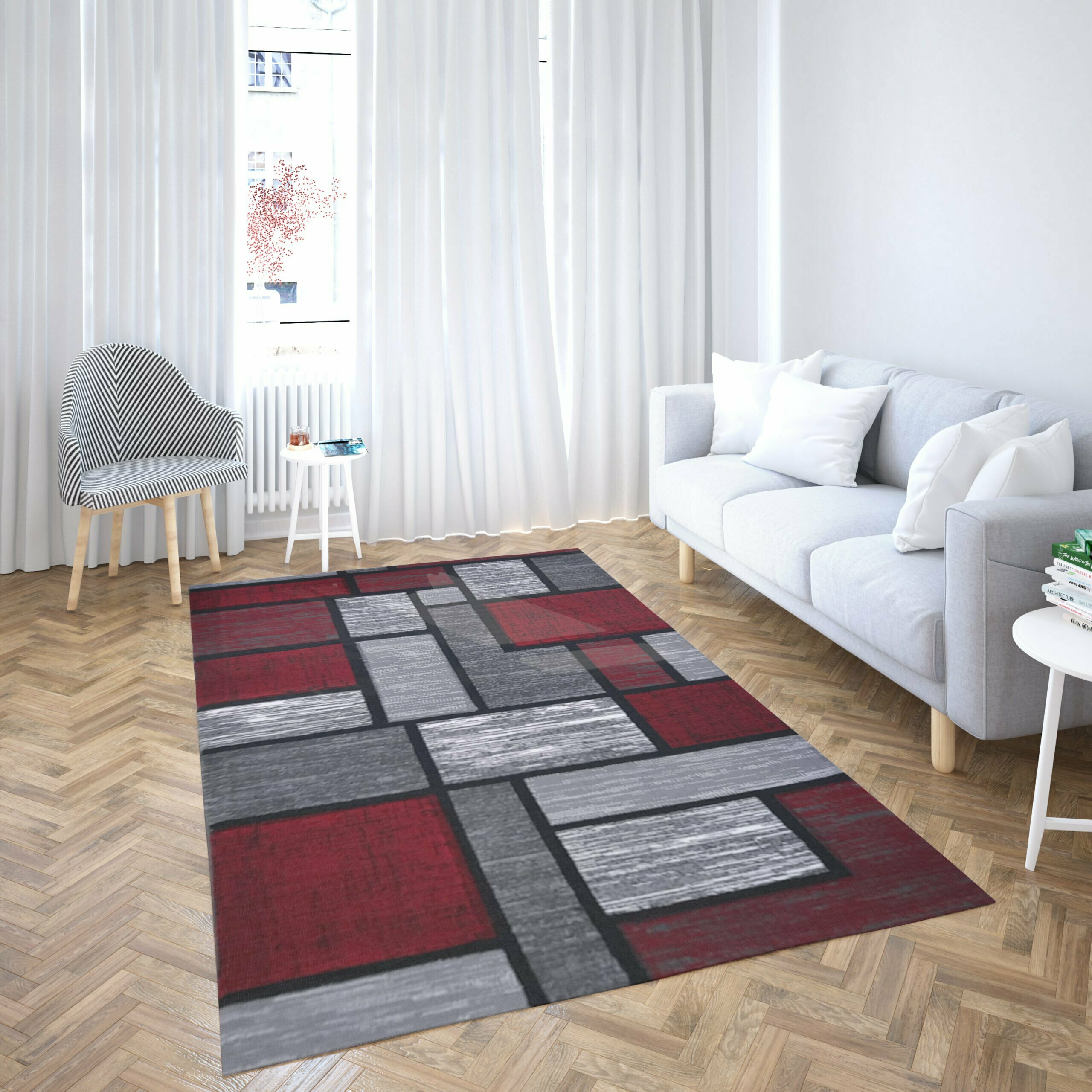 red3 Covor modern living Geometric Red