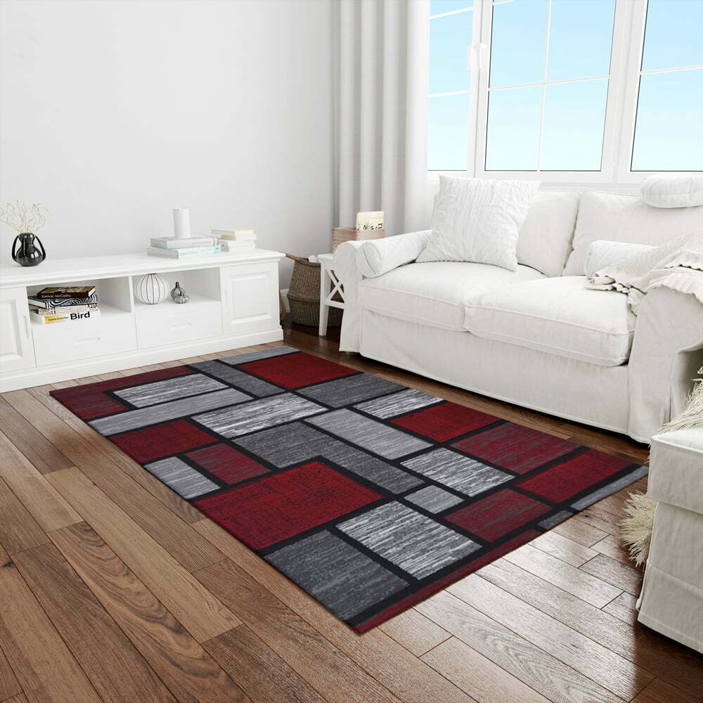 red4 Covor modern living Geometric Red