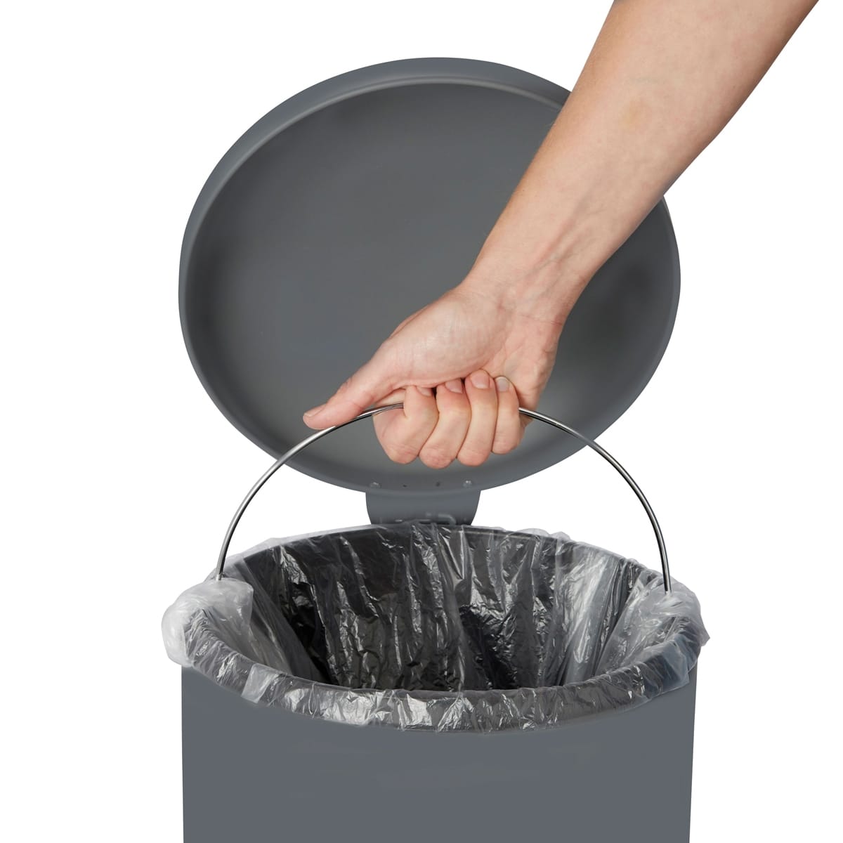 Cos de gunoi bucatarie cu pedala, 30l, otel inoxidabil, rotund, gri Cos de gunoi bucatarie cu pedala, 30l, otel inoxidabil, rotund, gri