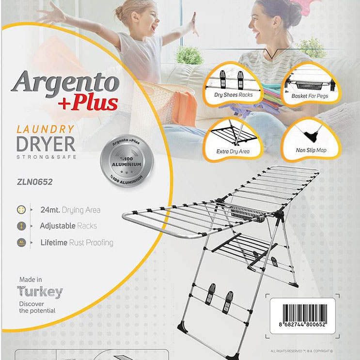 Uscator rufe din aluminiu Argento-Plus, gri, suprafata uscare 24m Uscator rufe din aluminiu Argento-Plus, gri, suprafata uscare 24m