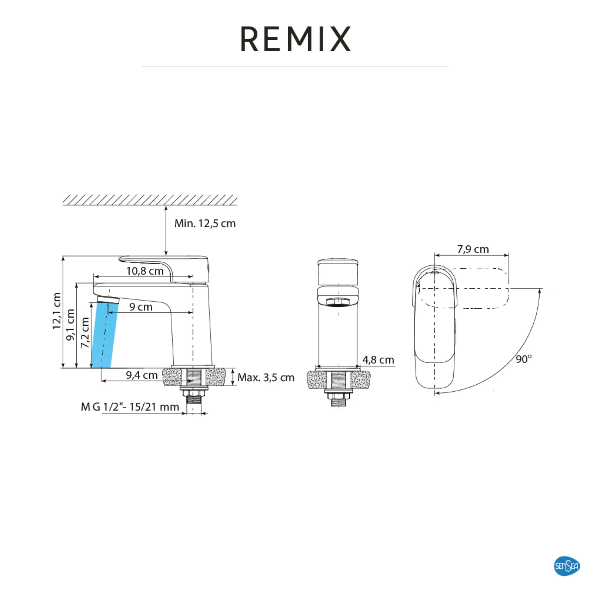 rece8 Baterie apa rece Sensea, monocomanda, crom