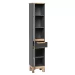 Dulap baie coloana gri inchis, cu usi si sertare, 87 x 33 cm - imagine 3