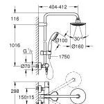 Sistem dus Grohe Vitalio, termostat, montaj perete